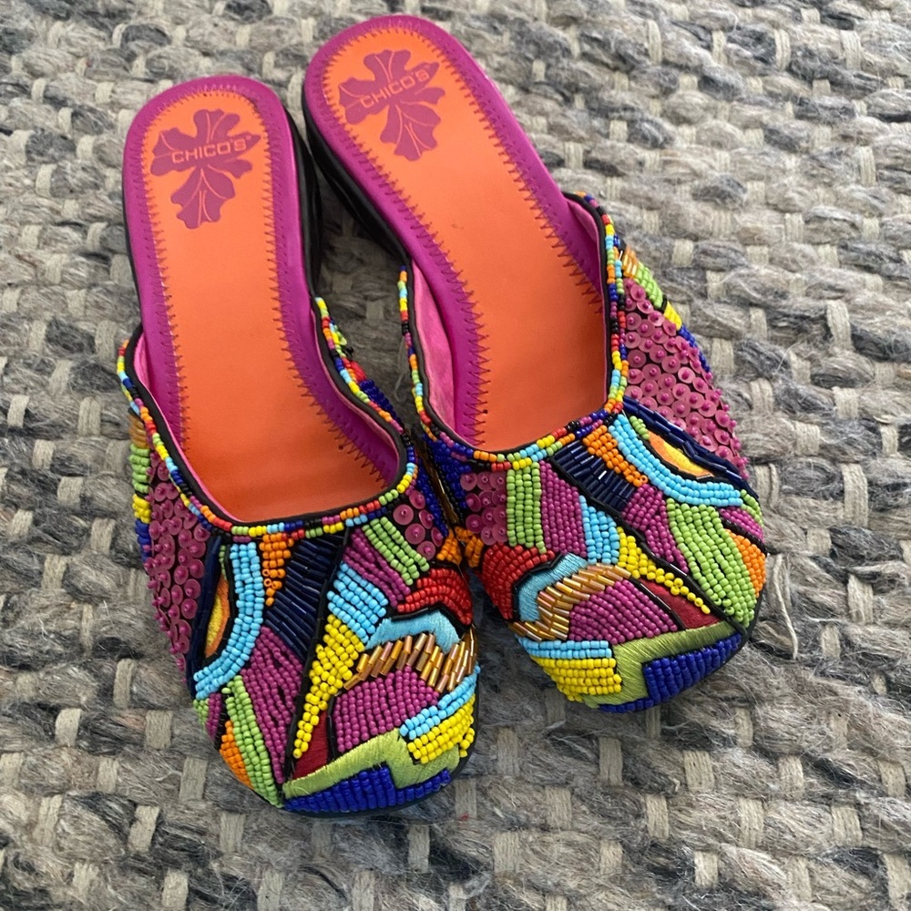Chico's Multicolor Beaded Women's Shoes Size 6 EUC